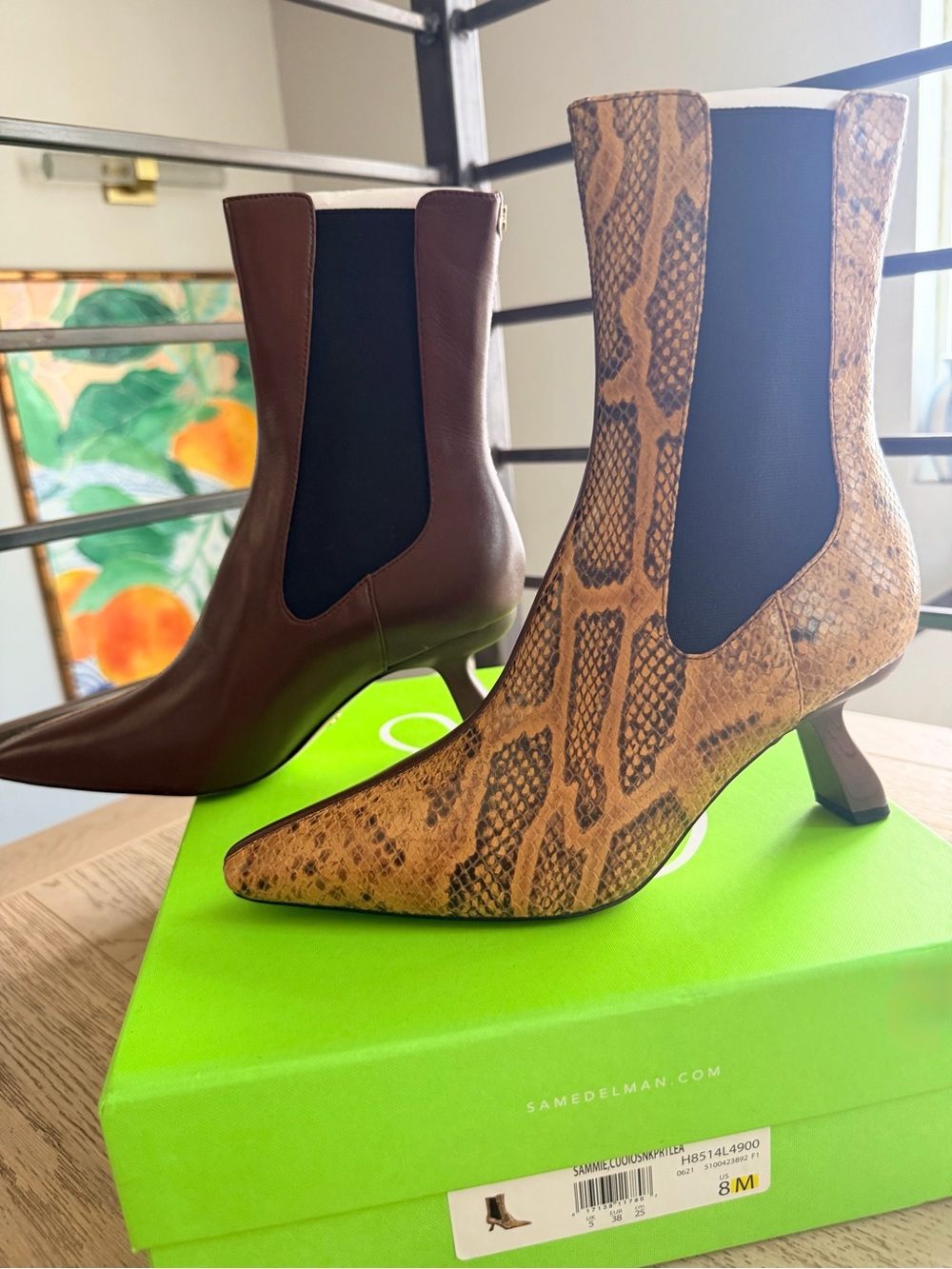 Sam Edelman Sammie Two-Tone Leather Snakeskin Booties – Size 8 - NEW IN BOX - Picture 3 of 8